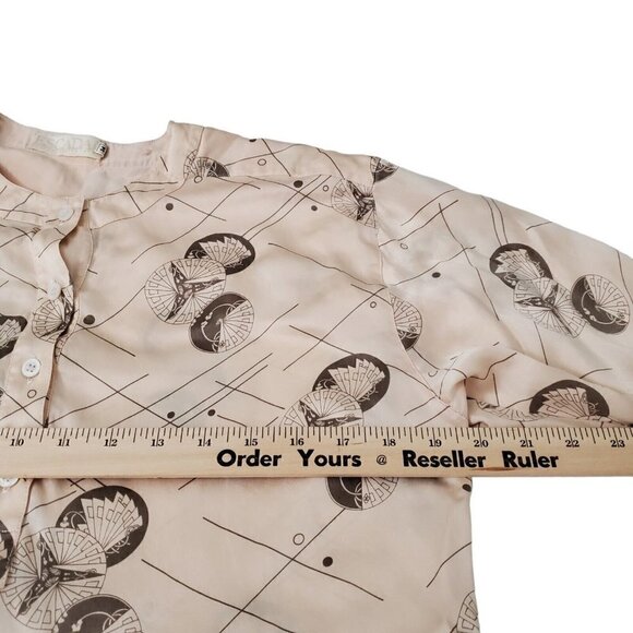 Escada Blouse Womens Size 34 US 4 Silk Peach Half Button Long Sleeve Vintage Top - Picture 10 of 13